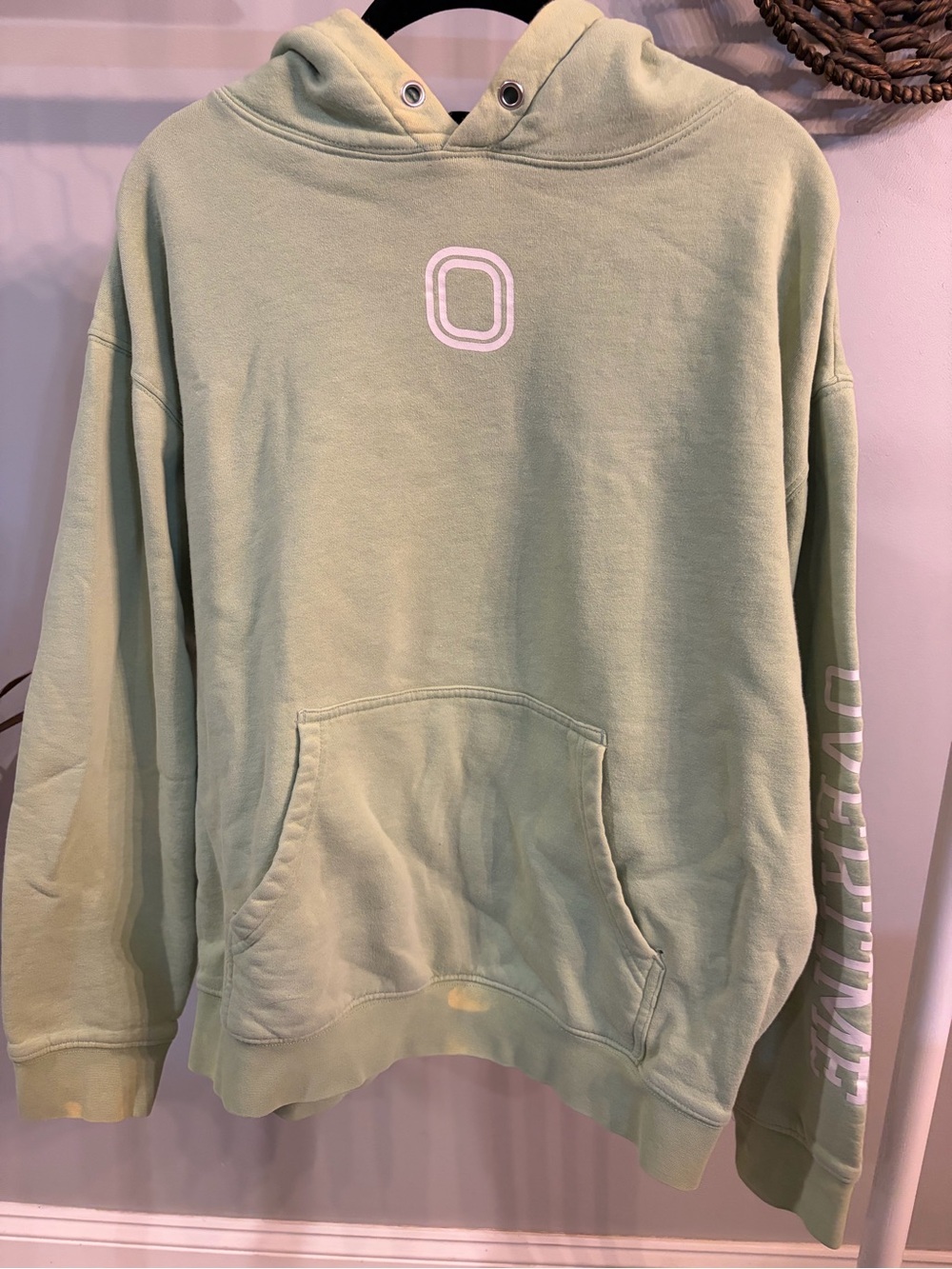 Overtime Light Green Pullover Hoodie with Logo size large